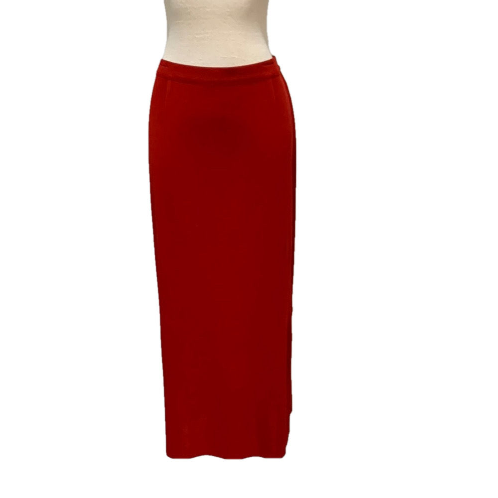 Plein Air sz L candy apple red elastic waist maxi skirt